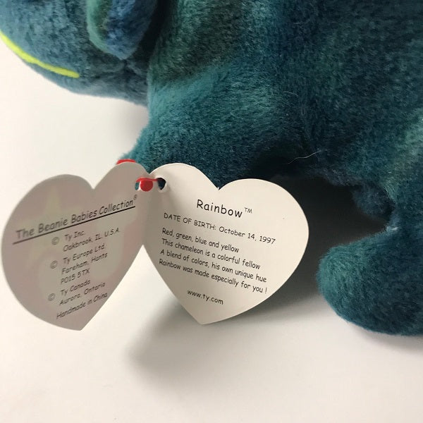 Ty Beanie Baby Rainbow the Blue Chameleon 1997