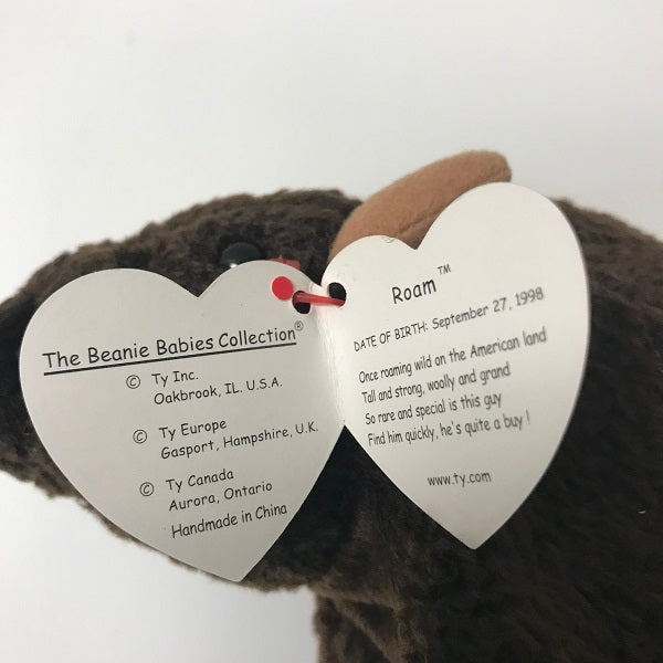 Ty Beanie Baby Roam the Buffalo Brown Buffalo 1998 hang tag