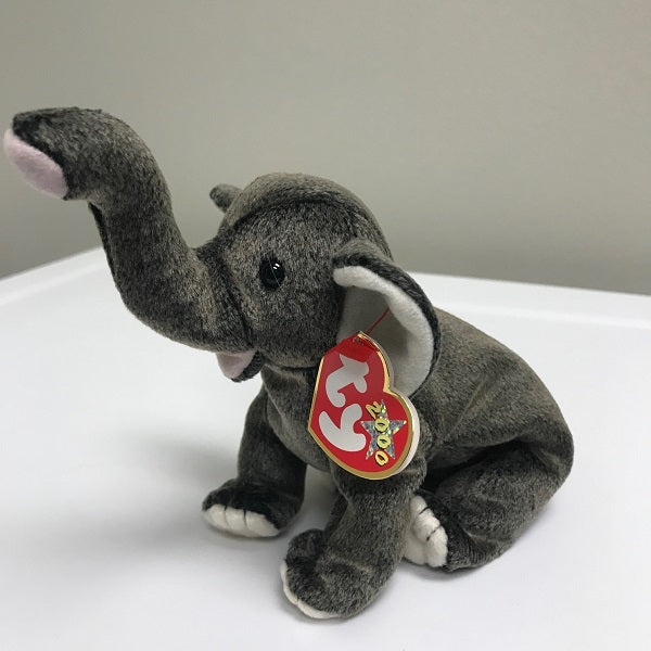 Ty Beanie Baby Trumpet Elephant 2000 Grey Plush with Tag