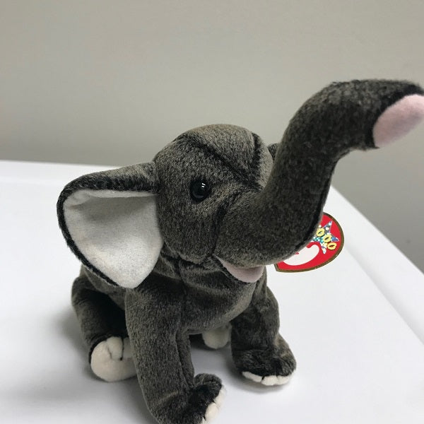 Ty Beanie Baby Trumpet Elephant 2000 Grey Plush with Tag