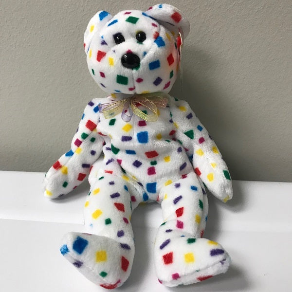 Ty Beanie Baby Ty 2K Bear 2000 White Confetti Plush Y2K