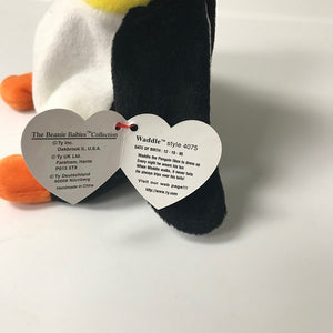 Ty Beanie Baby Waddle the Penguin 1995 Style 4075 back view