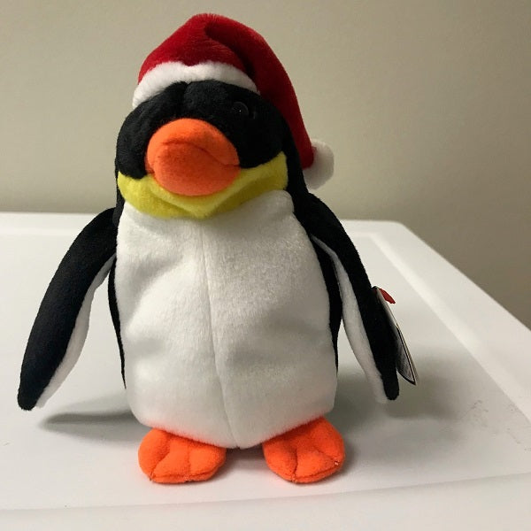 Ty Beanie Baby Zero the Penguin with Santa Hat 1998