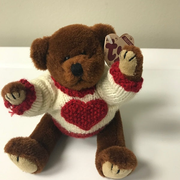 Ty Attic Treasures Casanova Bear 1993 Jointed Plush Heart Sweater
