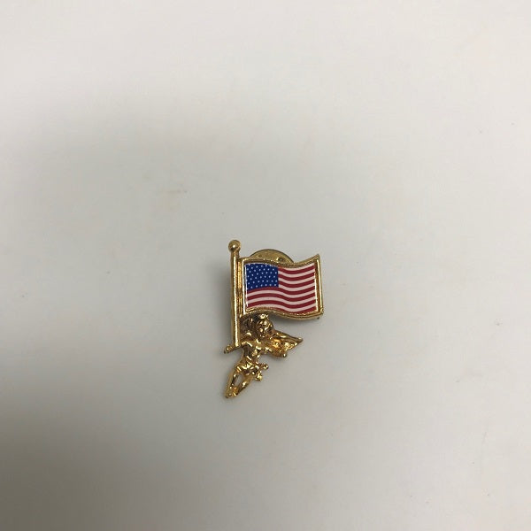 Vintage Pin Angel Holding American Flag Lapel Pin USA