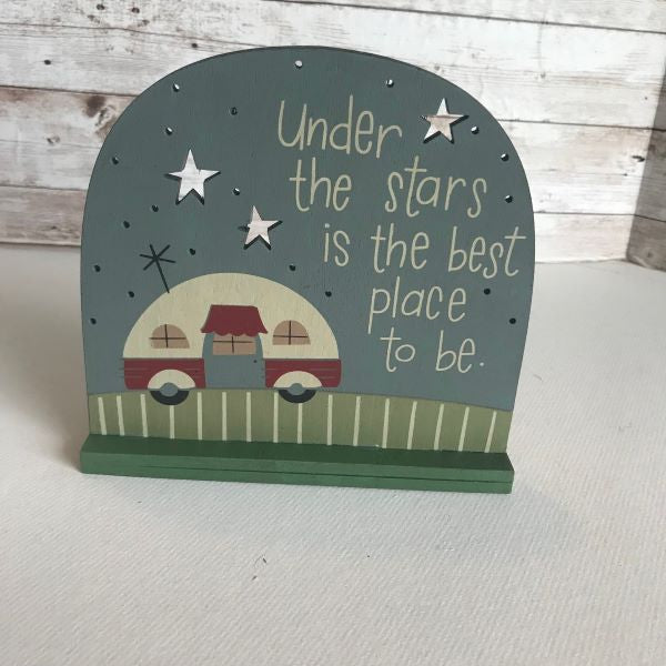 Under the Stars Camper Tealight Holder – Wooden & Metal Candle Display