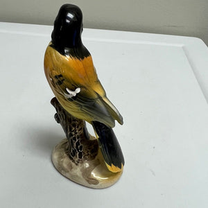 Vintage Bird Figurine Oriole Bird Black and Yellow 3.5 inch Porcelain Japan