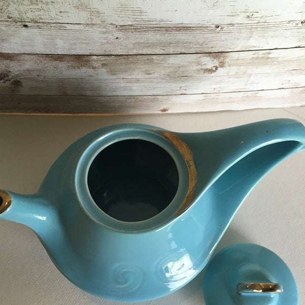 Vintage Blue and Gold Aladdin Style 3 Piece Teapot Set