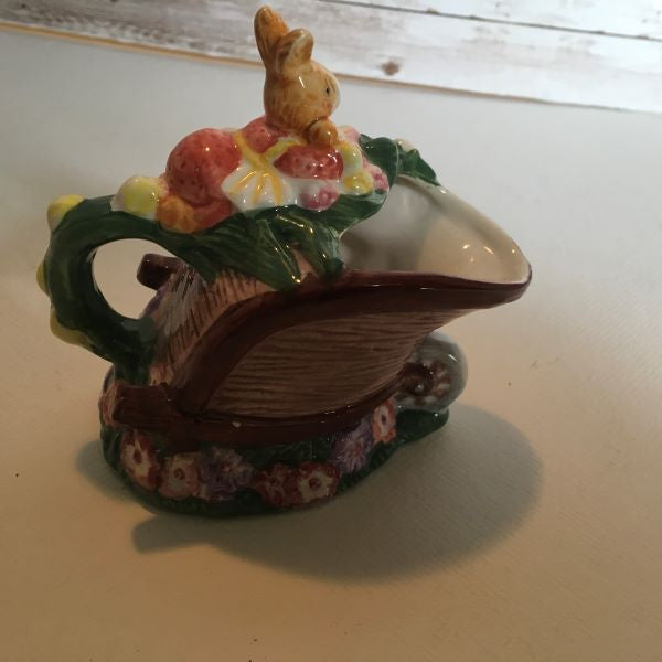 Vintage Bunny Rabbit Mushroom Garden Party Coffee/Tea Creamer