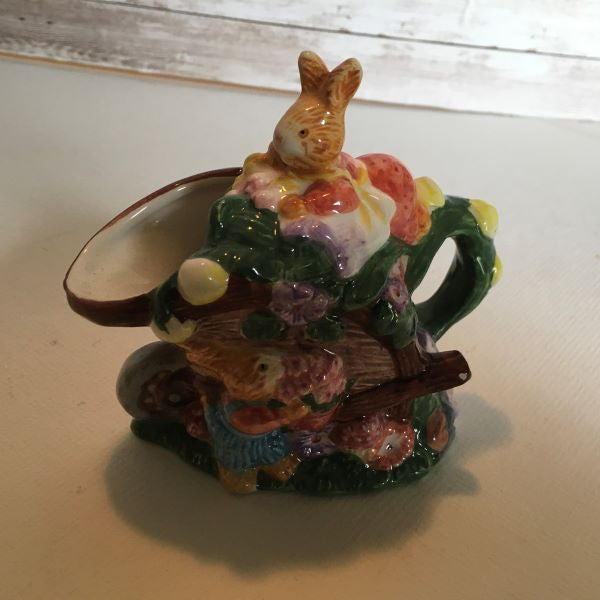 Vintage Bunny Rabbit Mushroom Garden Party Coffee/Tea Creamer