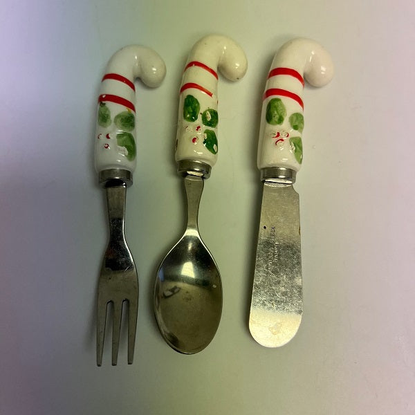 Vintage Candy Cane Handle Holiday Hors D'oeuvre set of Three