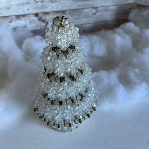 Vintage Christmas Tree Clear Beads Gold Safety Pin Tree Topper Decor