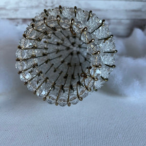 Vintage Christmas Tree Clear Beads Gold Safety Pin Tree Topper Decor
