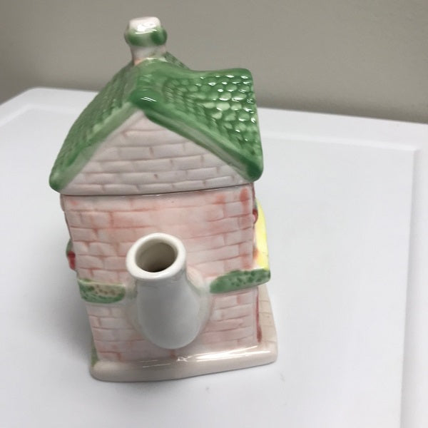 Vintage Country Cottage Ceramic Teapot Charming Pink Teapot