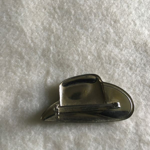 Vintage Cowboy Hat Brooch Green Blue Cowboy Hat Pin
