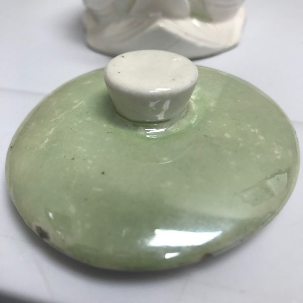 Vintage Czechoslovakia Green Lustre-Ware Ceramic Swan Teapot