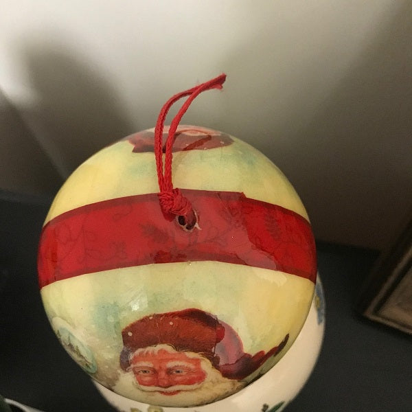 Vintage Decoupage Santa Claus Christmas Ornament Round Bulb