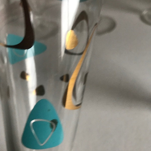 Vintage Federal Amoeba Boomerang Turquoise Pilsner Glasses Set Of 8