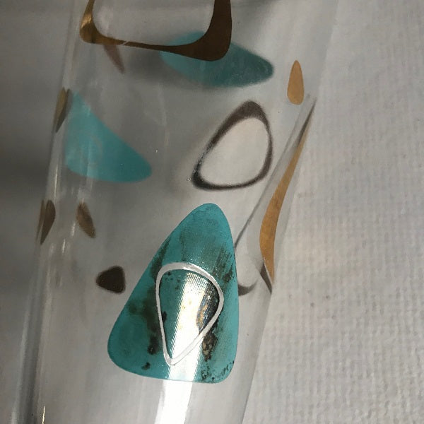 Vintage Federal Amoeba Boomerang Turquoise Pilsner Glasses Set Of 8