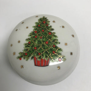 Vintage George Good Christmas Tree Porcelain Trinket Jewelry Box Japan
