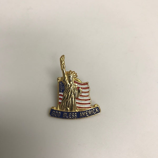Vintage God Bless America Statue of Liberty Pin USA Flag Lapel