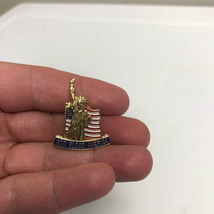 Vintage God Bless America Statue of Liberty Pin USA Flag Lapel