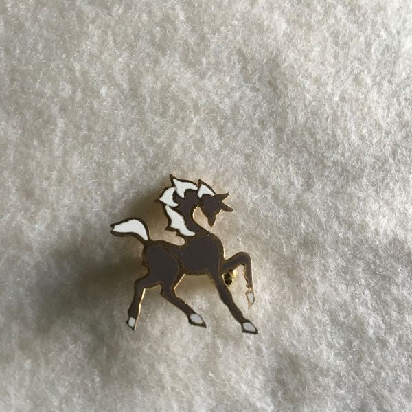 Vintage Horse Brooch Brown Horse White Mane Jewelry Brooch