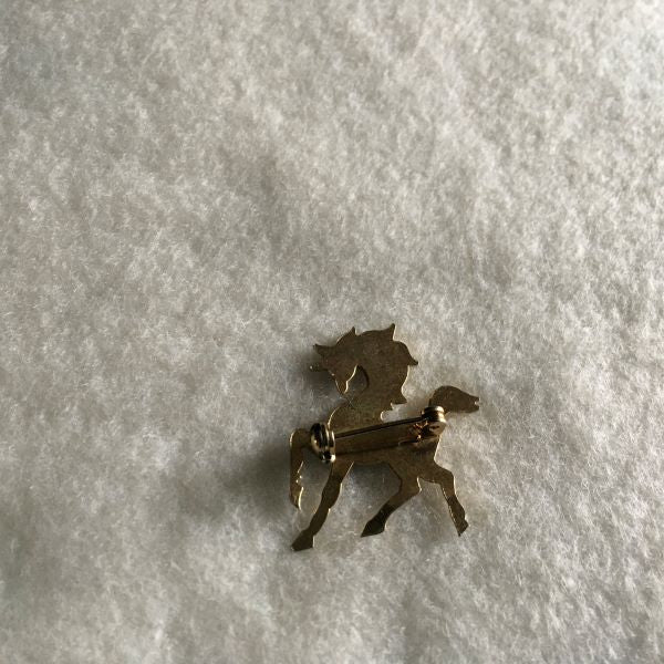 Vintage Horse Brooch Brown Horse White Mane Jewelry Brooch