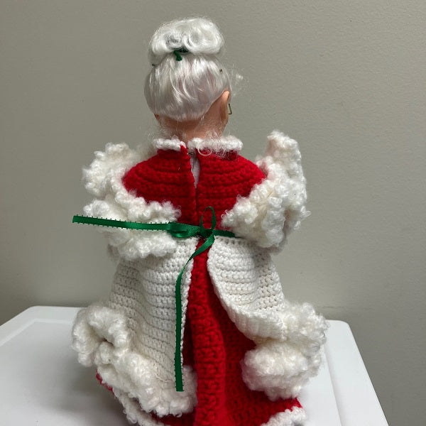 Vintage Mrs. Claus Doll with Handmade Crochet Dress