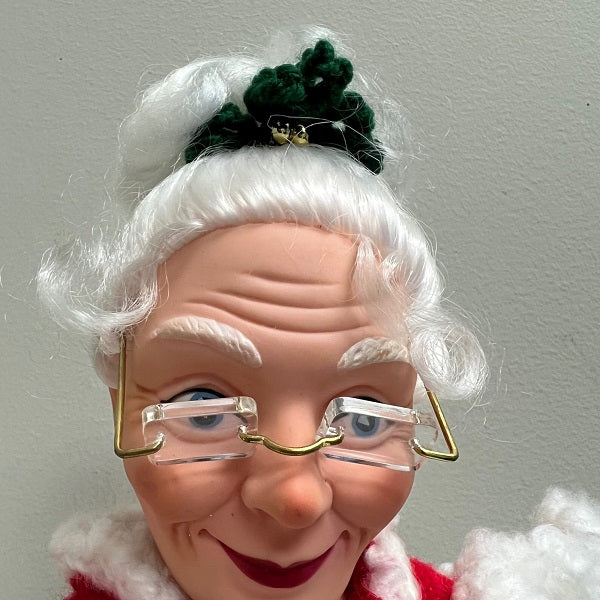 Vintage Mrs. Claus Doll with Handmade Crochet Dress