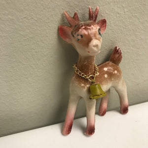 Vintage Plastic Reindeer Figurine Hong Kong Christmas Ornament