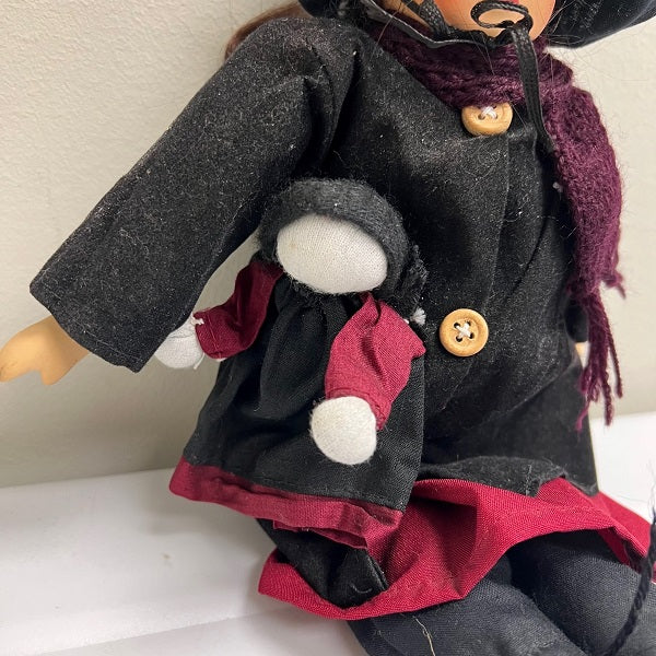 Vintage Porcelain Amish Doll Holding Baby Doll Collectible Doll