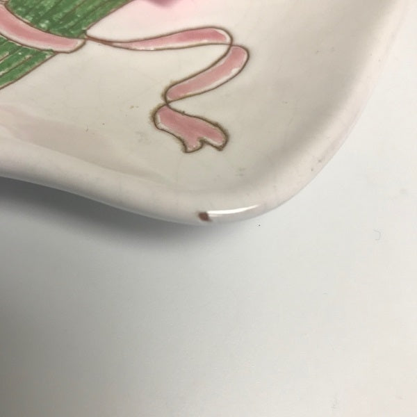 Vintage Pottery Made In Italy Spoon Rest Flower Design