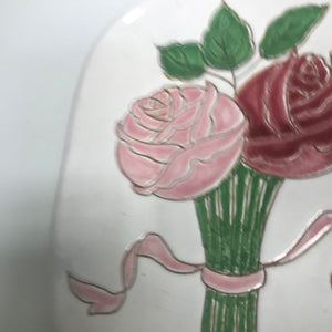 Vintage Pottery Made In Italy Spoon Rest Flower Design
