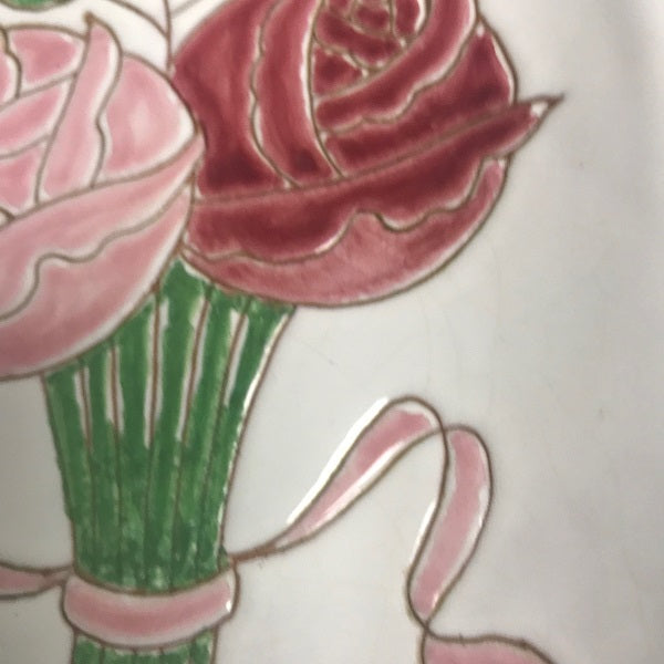 Vintage Pottery Made In Italy Spoon Rest Flower Design