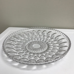 Vintage Round Clear Glass Serving Dish 12 Inch