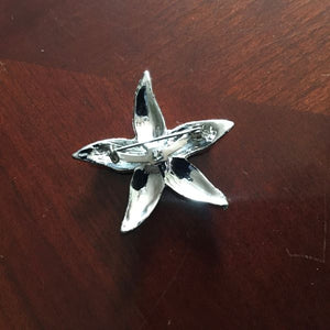 Vintage Silver Tone Starfish Brooch with Clear Rhinestones