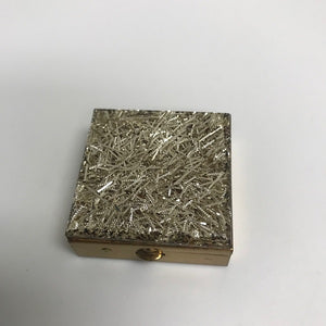 Vintage Silver and Gold Tone Metal Square Pill Box Divided Pill Box