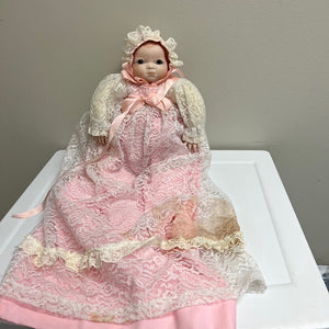 Vintage Specially Fashioned By Mildred Doll Dress Porcelain Doll