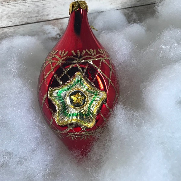 Vintage Teardrop Christmas Ornament Red Christmas Bulb