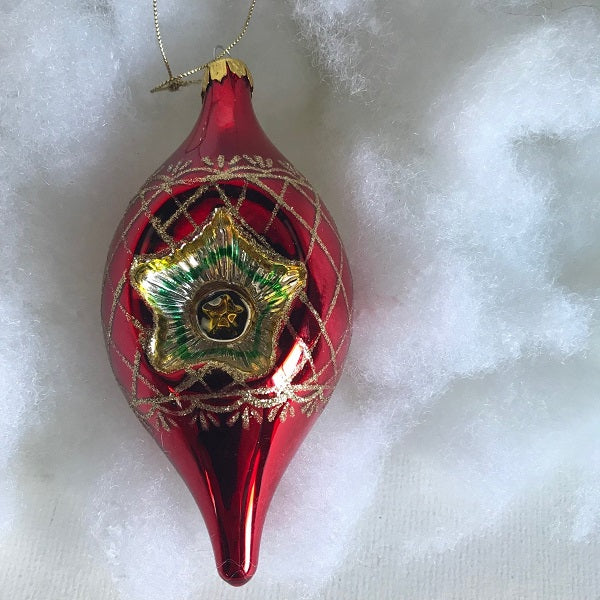 Vintage Teardrop Christmas Ornament Red Christmas Bulb