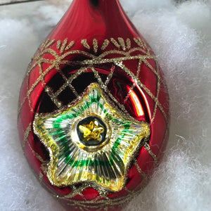 Vintage Teardrop Christmas Ornament Red Christmas Bulb
