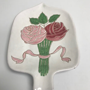 Vintage Pottery Made In Italy Spoon Rest Flower Design