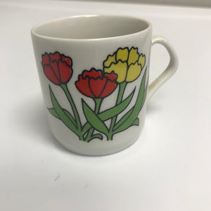 Weidmann Pozelian Mini Ceramic Tea Cup 2" Red Yellow Flowers