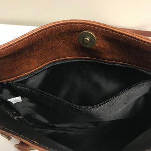Women's Small Brown Leather Handbag Shoulder Strap Purse