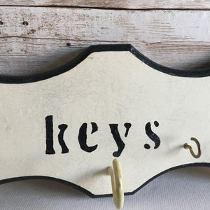Wooden Key Holder With Hooks Black And White Wall Hanger
