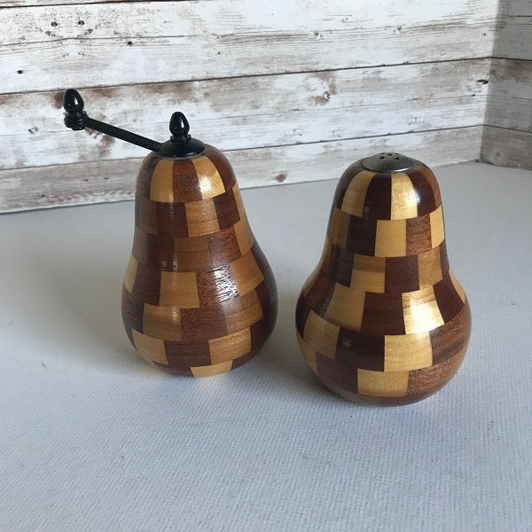 Wooden Pear Salt Shaker and Pepper Grinder