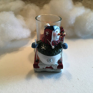 Yankee Candle Snowman Skiing Votive Tealight Holder