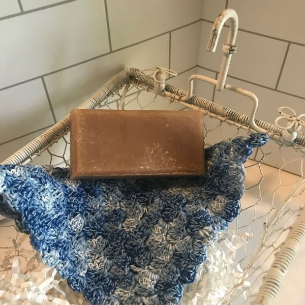 shades of blue crochet washcloth