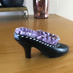 black and purple miniature decorative shoe